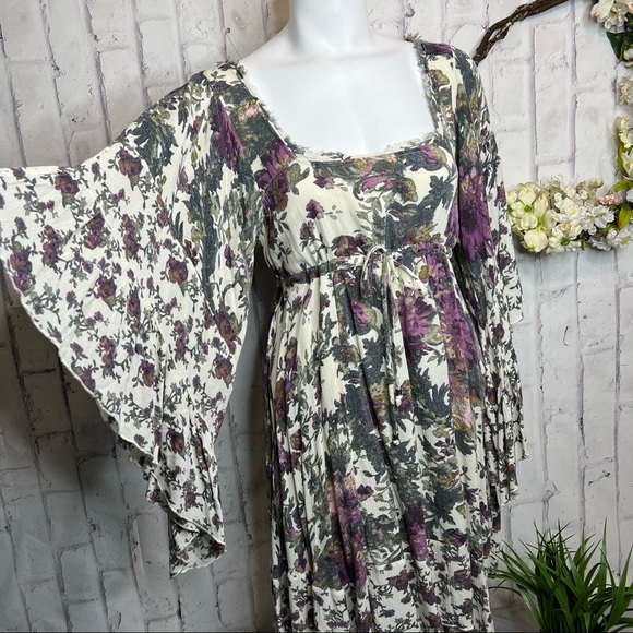 Free People Heart of Gold Watercolor Floral Dress - Picture 3 of 14